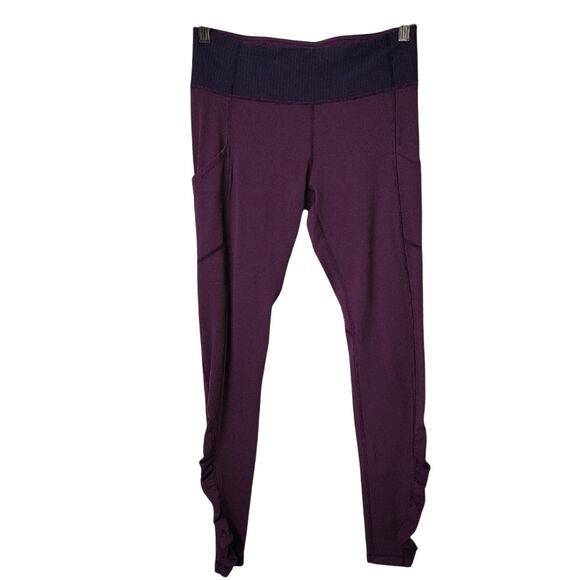lululemon athletica Pants - Lululemon Full Length Side Pocket Leggings Plum Womens Size 6